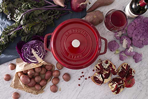 STAUB Cast Iron Dutch Oven 5.5-qt Round Cocotte, Black Matte P4487