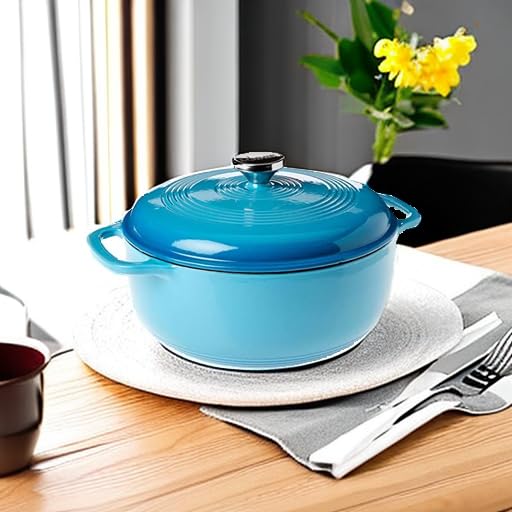 Lodge 6 Quart Enameled Cast Iron Dutch Oven with Lid, Indigo A835868