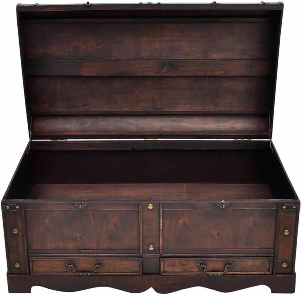 Wooden Storage Trunk with Hinged Lid for Home Decor L39598