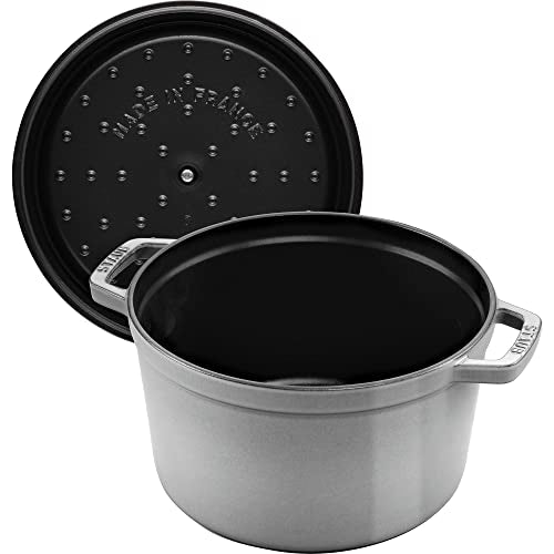 STAUB Cast Iron Dutch Oven 5.5-qt Round Cocotte, Black Matte P4487