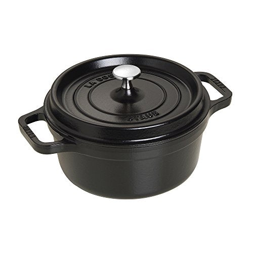 STAUB Cast Iron Dutch Oven 5.5-qt Round Cocotte, Black Matte P4487