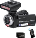 Video Cameras Night Vision Camera ORDRO V12 Digital Camcorder, 1080P YouTube Camcorder, 3'' LCD Screen 16X Digital Zoom Video Recorder with IR Night Vision Light, Remote Control, 2 Batteries