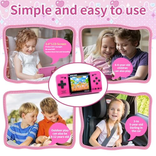 Handheld Game for Kids, 220 Retro Games, Portable Player with 3" LCD Screen (Red) B26599