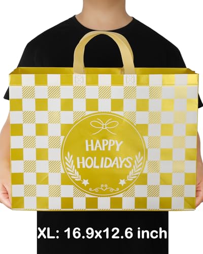 Christmas Gift Bags Assorted Sizes 12PC with Handles, Heavy Duty Non-Woven T61434
