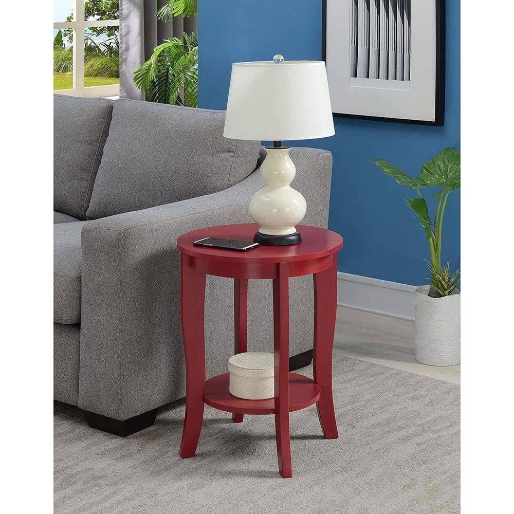 American Heritage Cranberry Red Round End Table H69228