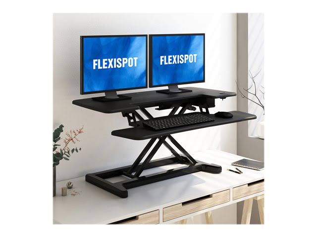 FlexiSpot AlcoveRiser EM7MB Standing Desk Converter, Electric Height Adjustable, Black U51939