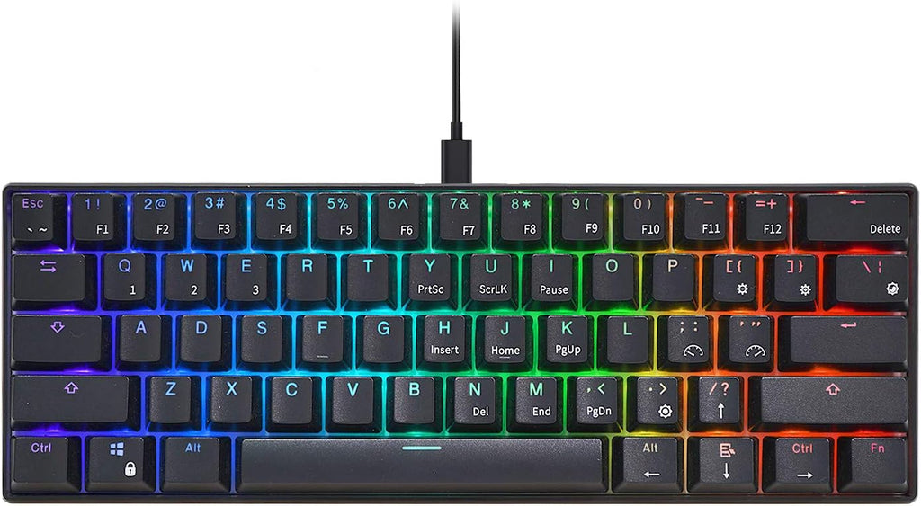 RK ROYAL KLUDGE RK61 Wired 60% Mechanical Gaming Keyboard RGB Backlit Ultra-Compact Hot-Swappable Brown Switch Black Pack of 2