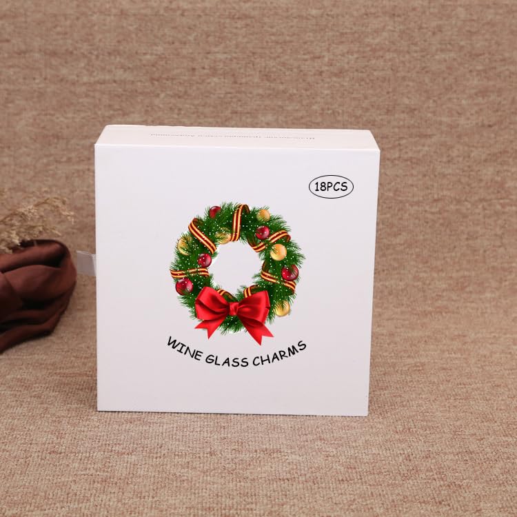 Christmas Wine Glass Charms - Stem Glass Markers for Holiday Party (18 Pack) O196746