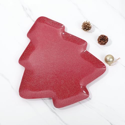 UP UPware Twinkle Christmas Tree Melamine Serving Platter, Red, 16 x 14 Inch O133