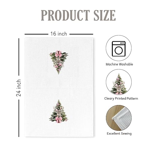 Christmas Tree Kitchen Towels - Neutral Christmas Hand Towels, 16 x 24 Inch V47794
