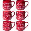 LEHAHA Ceramic Christmas Coffee Mug set,16 OZ Holiday Mugs Set of 6, Festival Coffee Cups with Warm Greeting sayings, Porcelain Christmas Drinkware Ideal for Hot Cocoa, Holiday Tea & Winter Beverages