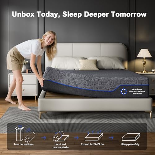 AMADA HOMEFURNISHING 12 Inch Queen Memory Foam Mattress, Medium Firm, CertiPUR-US Certified H1004