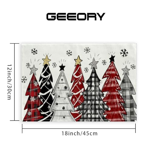 GEEORY Christmas Placemats 12x18 Inch Set of 4, Green Q397