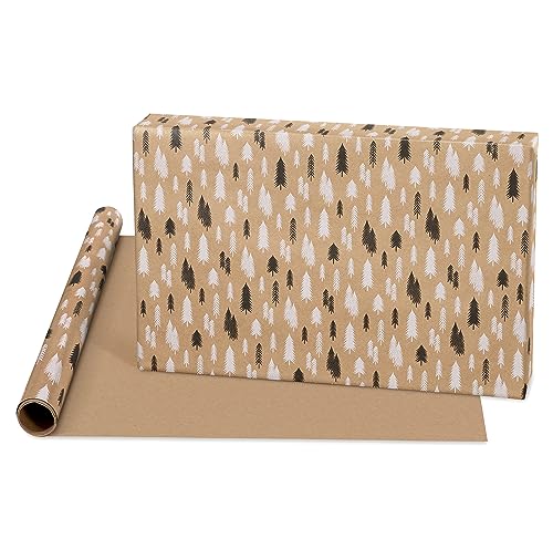 American Greetings Vintage Kraft Christmas Wrapping Paper Rolls, 4 Rolls, 80 sq. ft. D740