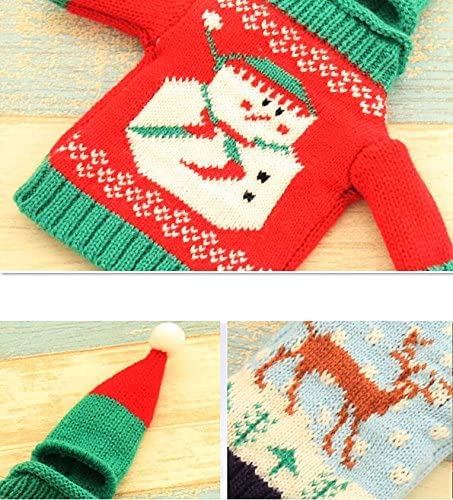 Gawertoy Christmas Wine Bottle Covers and Hats Kit, 4 Pack Ugly Sweater Patterns A3367