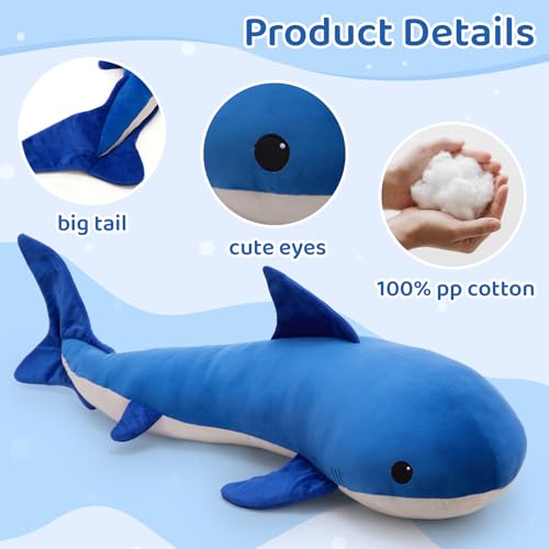 Tezituor 51 inch Giant Whale Shark Stuffed Animal Plush Pillow M152089