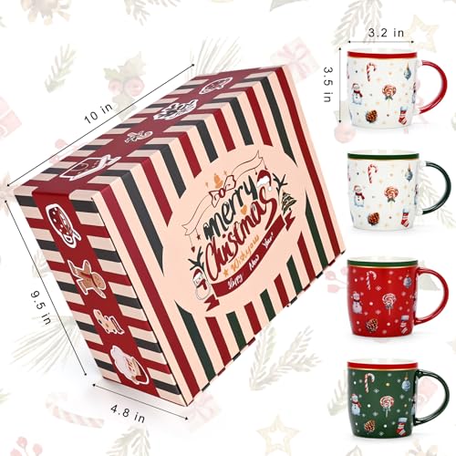 Cabtnca Christmas Mugs Set of 4, Ceramic, 11 Oz V60245