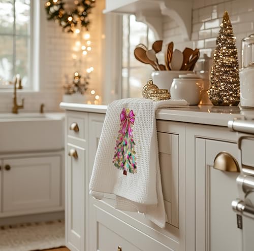 Christmas Tree Kitchen Towels - Neutral Christmas Hand Towels, 16 x 24 Inch V47794
