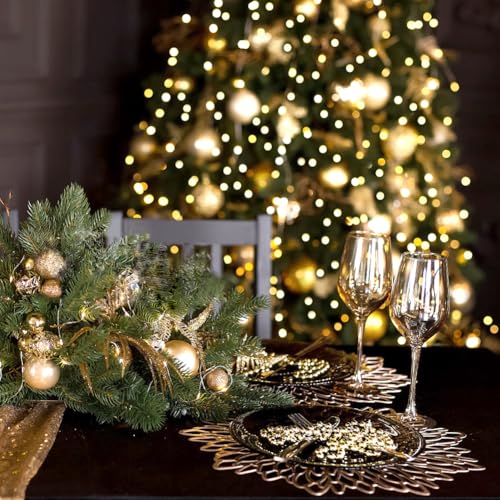 Gold Metallic Vinyl Flower Placemats Set of 6 for Dining Table I961330