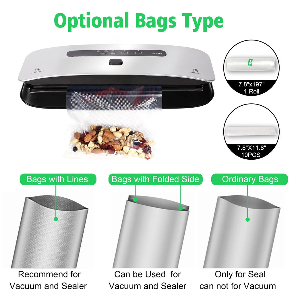 Food Vacuum Sealer Machine with Dry and Moist Modes, Starter Kit with Bags and Roll G171214