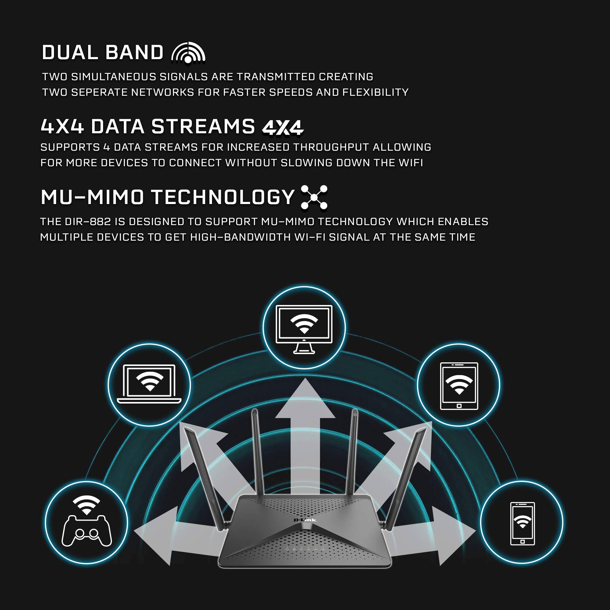D-Link DIR-882 Wireless Router - 2533 Mbps - Gigabit Ethernet S6248