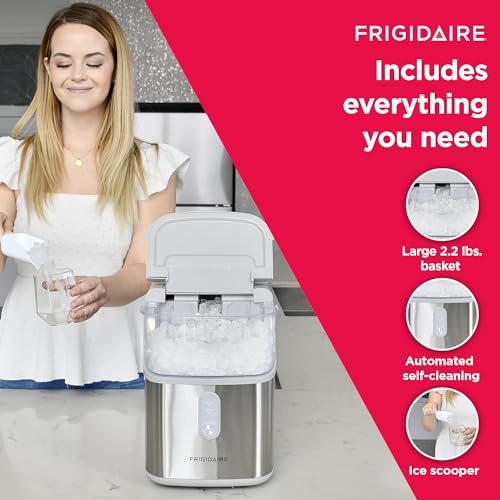 Frigidaire Countertop Nugget Ice Maker, Compact, 33lbs per Day, Metallic Finish Q53670