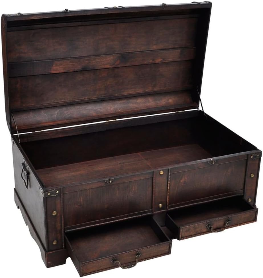 Wooden Storage Trunk with Hinged Lid for Home Decor L39598