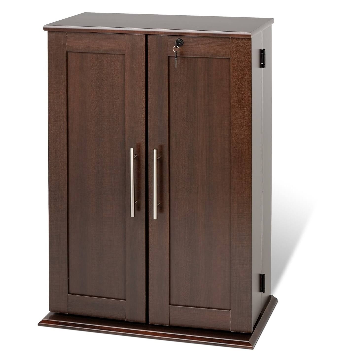 Prepac Locking Media Storage Cabinet with Shaker Doors, Espresso Q97608