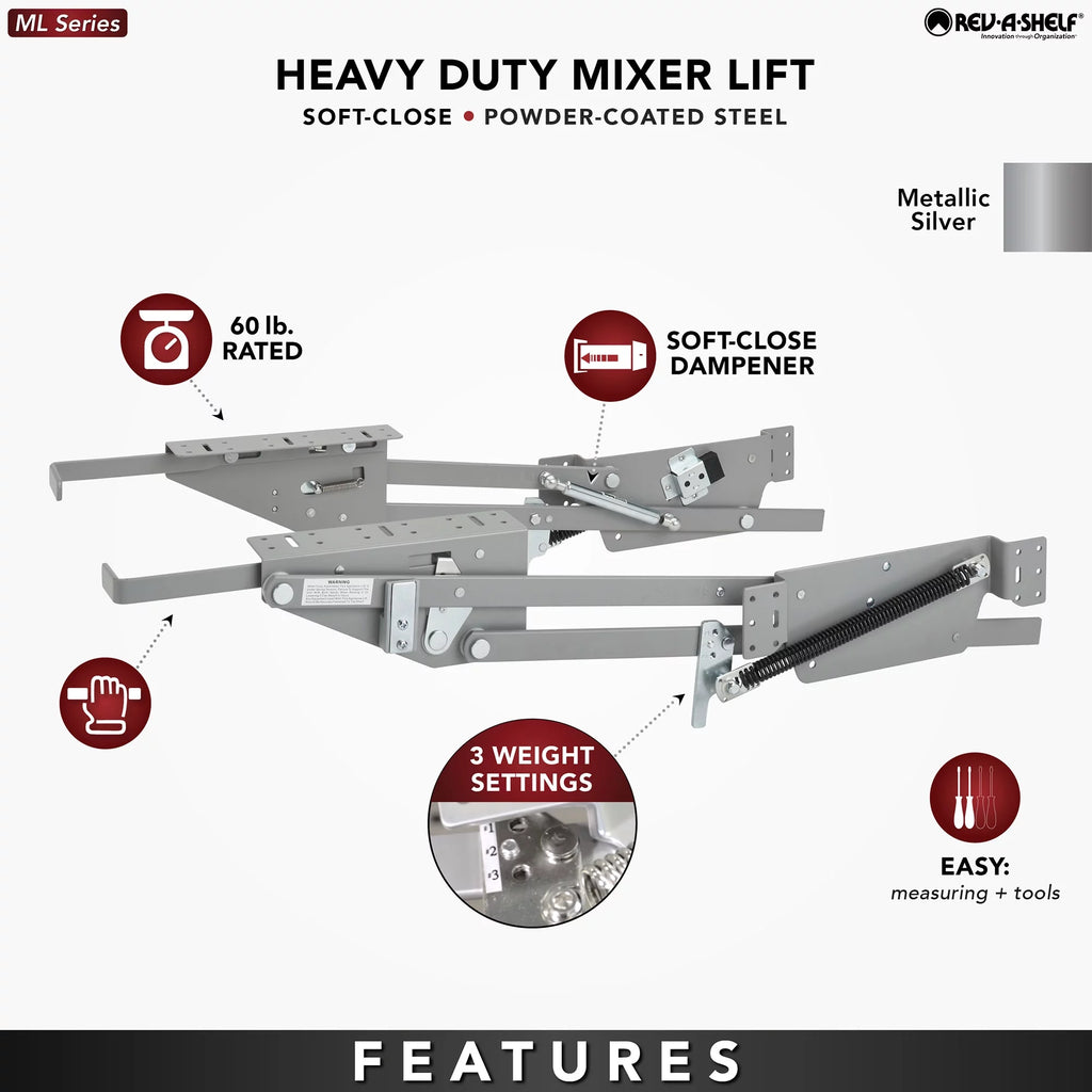 Rev-A-Shelf Mixer Lift System for Base Cabinet, RAS-ML-HDSC J45292