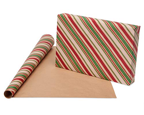 American Greetings Vintage Kraft Christmas Wrapping Paper Rolls, 4 Rolls, 80 sq. ft. D740