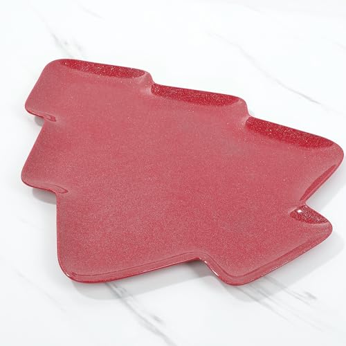 UP UPware Twinkle Christmas Tree Melamine Serving Platter, Red, 16 x 14 Inch O133