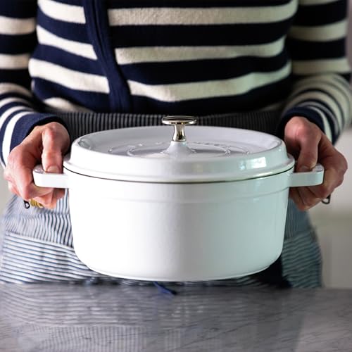 STAUB Cast Iron Dutch Oven 5.5-qt Round Cocotte, Black Matte P4487