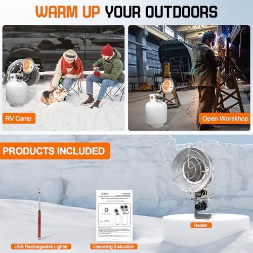 Single Tank Top Propane Radiant Heater 18,000 BTU Portable with 3 Heating Modes Y91402