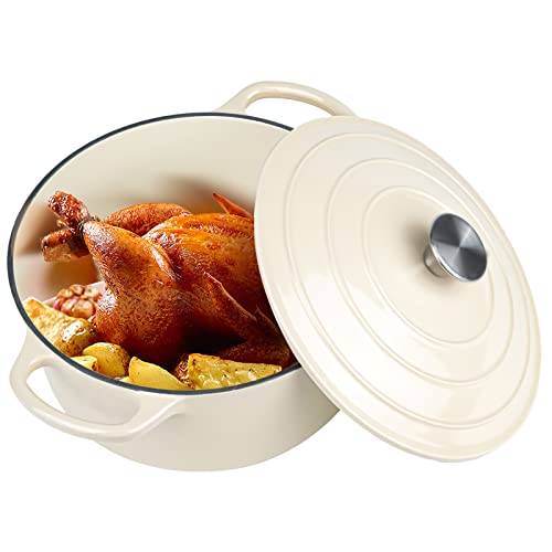 Miereirl 6 Quart Enameled Cast Iron Dutch Oven with Lid, Dark Blue P867