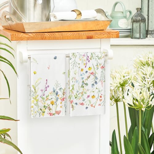 Artoid Mode Wildflower Floral Christmas Kitchen Towels, 18x26 Inch, Set of 2 N243175