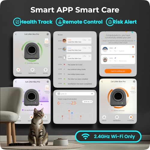 TYPro Self Cleaning Cat Litter Box Automatic with APP Control Dark Grey E189