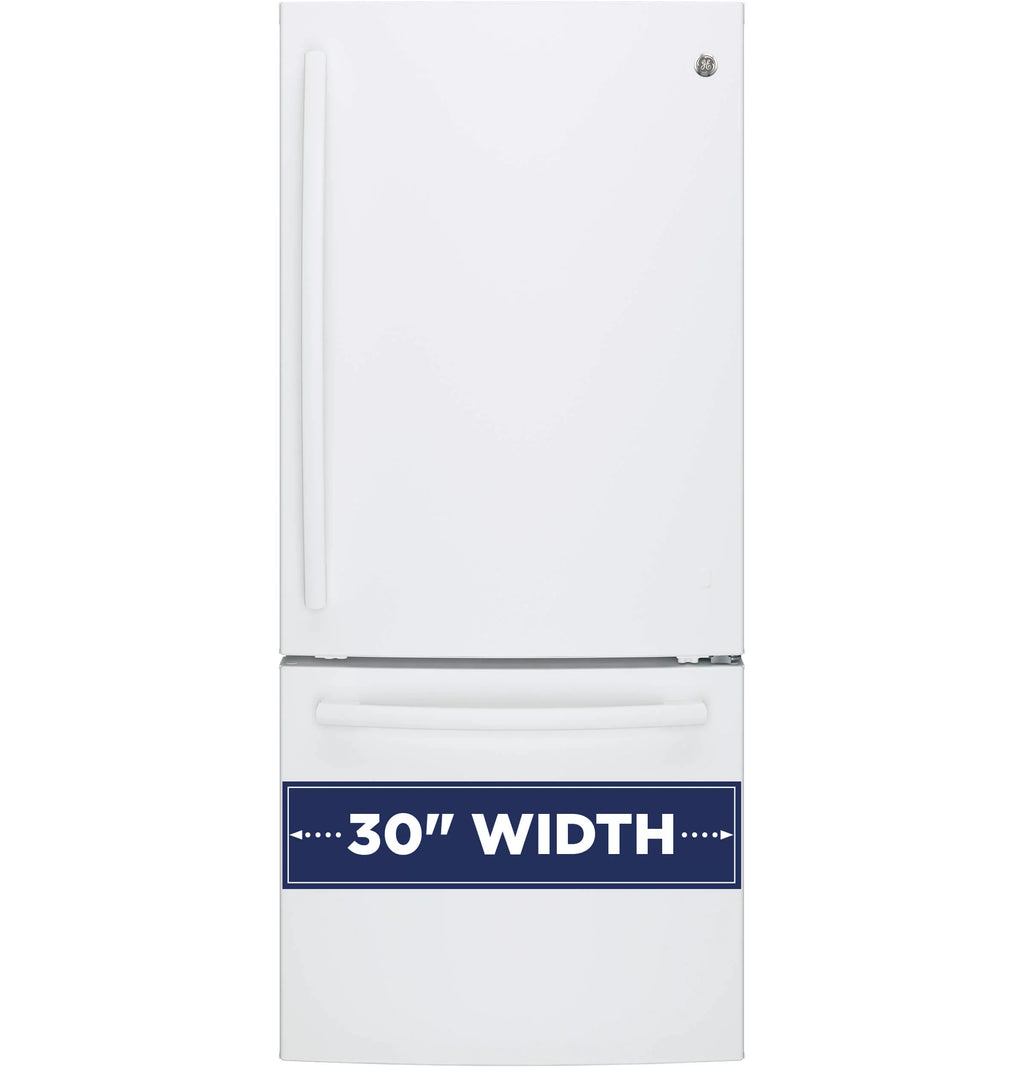 GE Appliances GDE21EGKWW 30 Inch Bottom Freezer Refrigerator White P6781