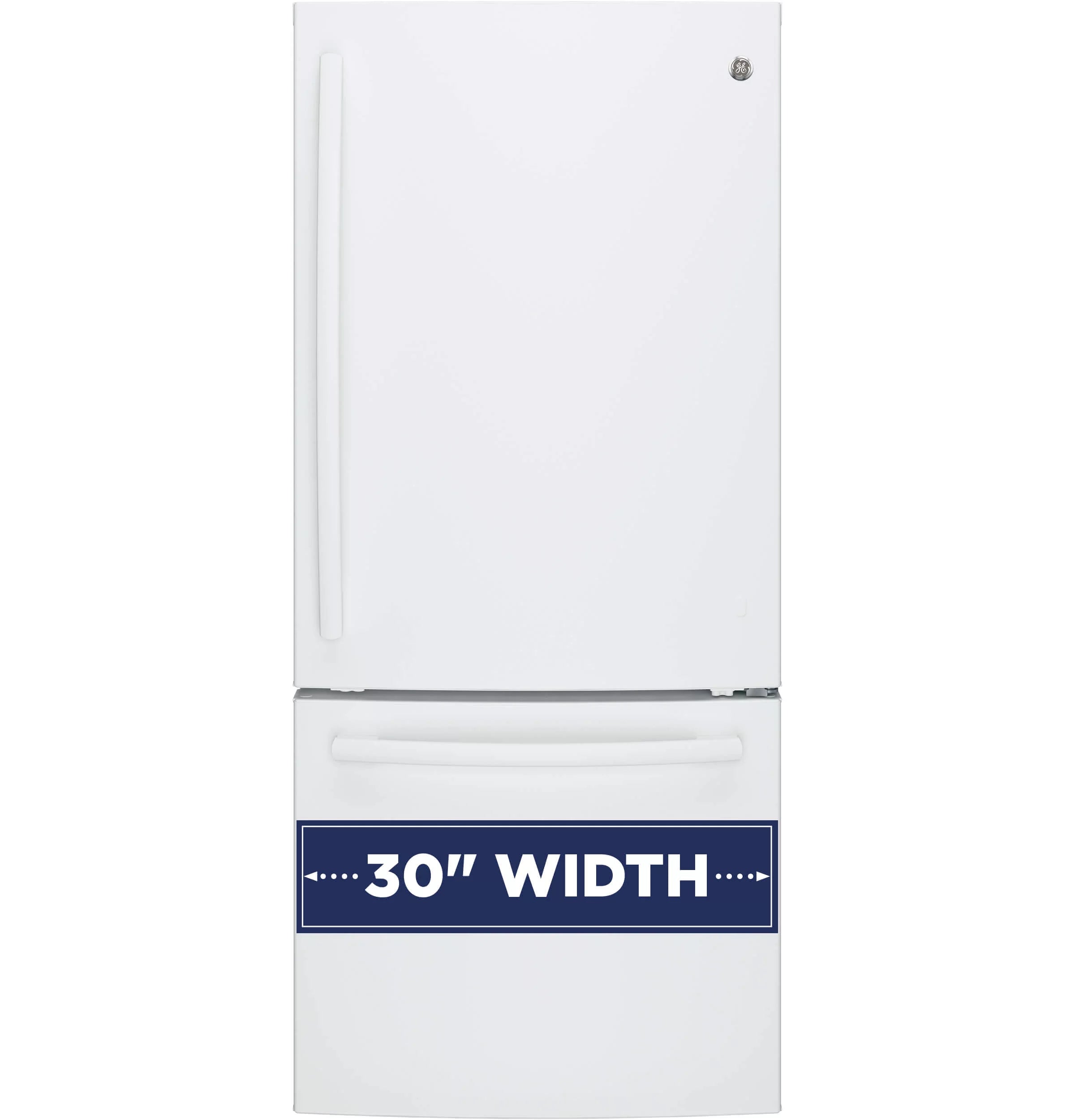 GE Appliances GDE21EGKWW 30 Inch Bottom Freezer Refrigerator White P6781