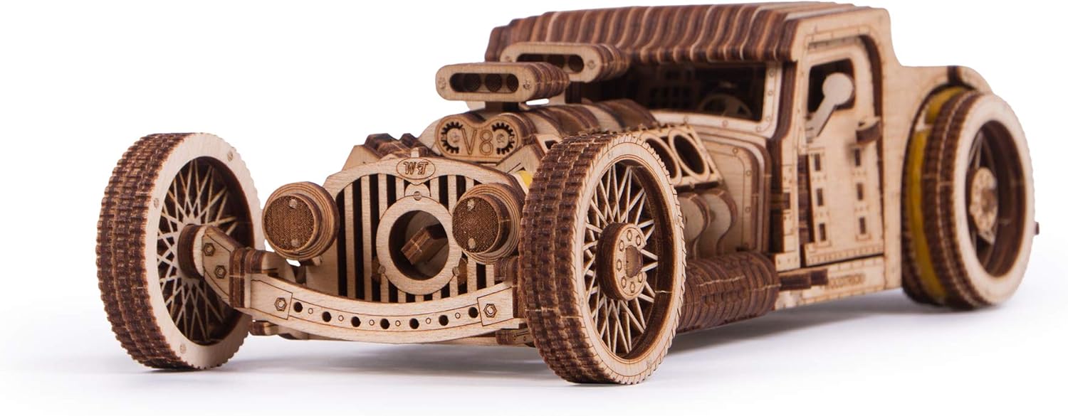 Wood Trick Hot Rod Wooden Model Car Kit 3D Puzzle, Pack of 2 E1693