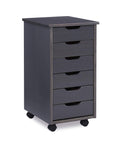 Linon Home Decor Products Corinne Six Drawer Storage, Grey Rolling Cart