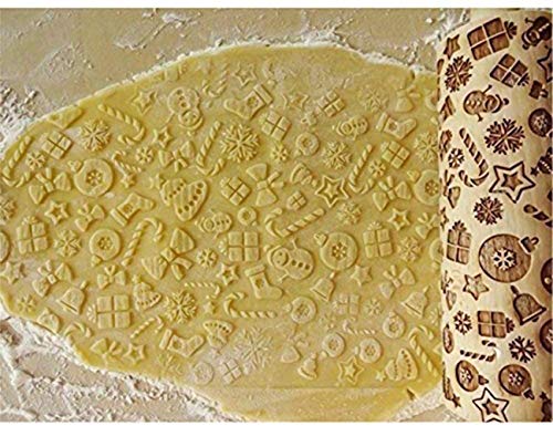 Christmas Wooden Reindeer Embossing Rolling Pin for Baking L5839