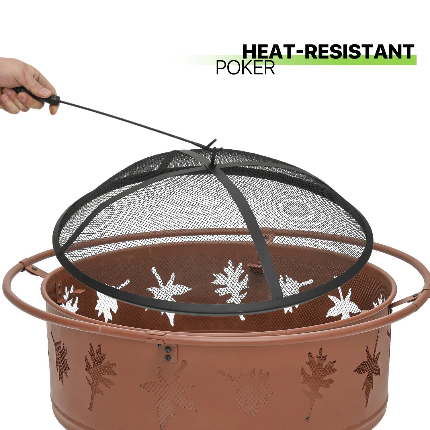 Magshion 32" Round Outdoor Fire Pit Wood Burning Table Top Fire Bowl with Log Grate, Poker & Spark Screen U2381