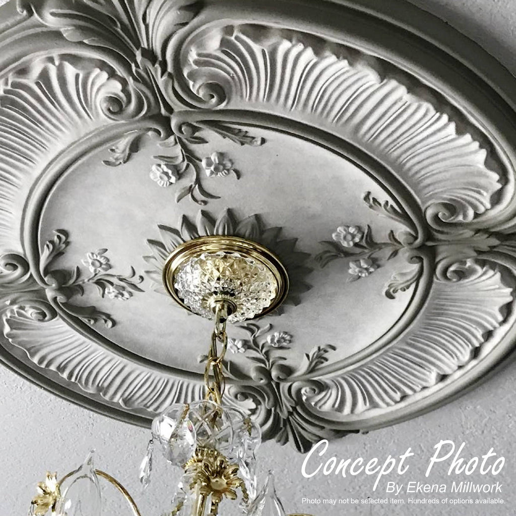 Rose and Ribbon Ceiling Medallion Hand-Painted Smokey Topaz L4309