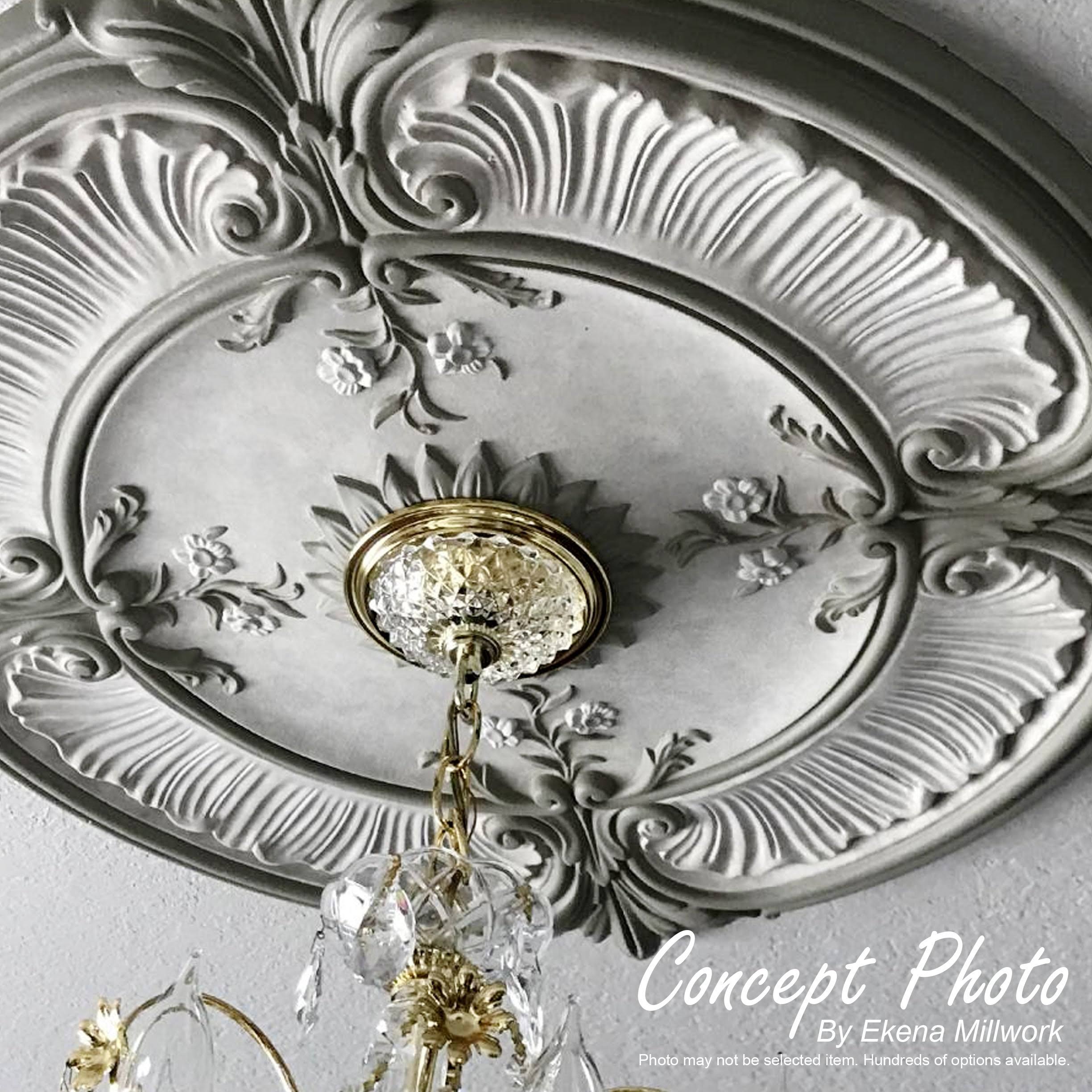 Rose and Ribbon Ceiling Medallion Hand-Painted Smokey Topaz L4309