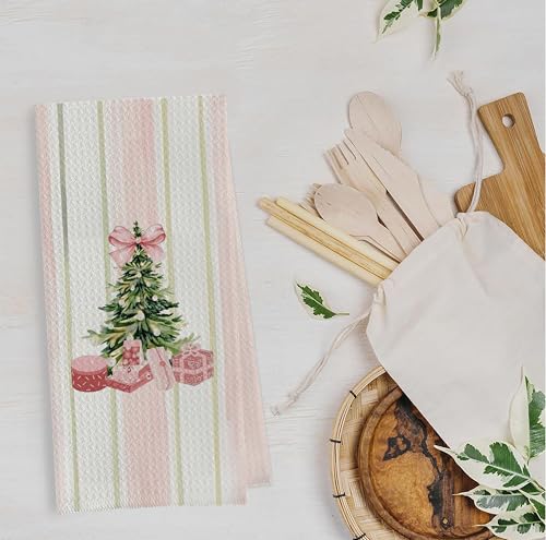 Christmas Tree Kitchen Towels - Neutral Christmas Hand Towels, 16 x 24 Inch V47794