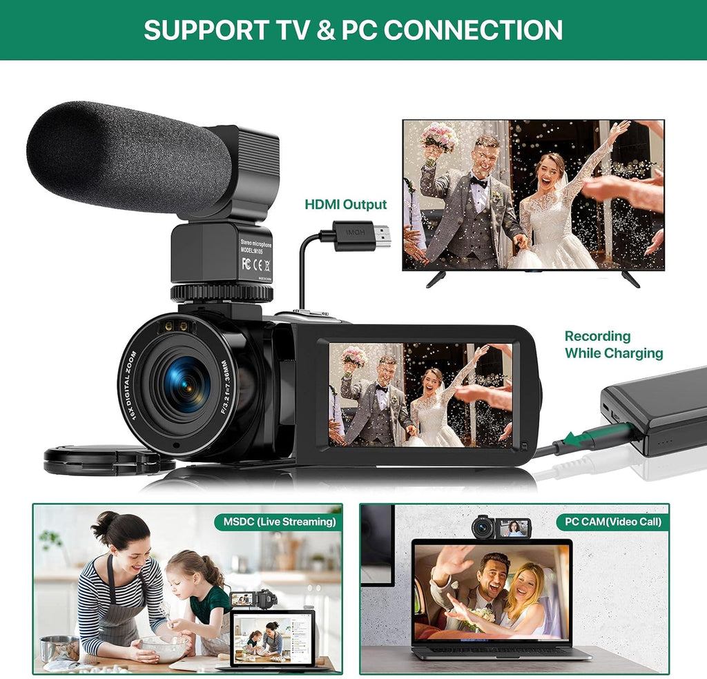 2.7K Video Camera Camcorder with IR Night Vision and Remote Control E315