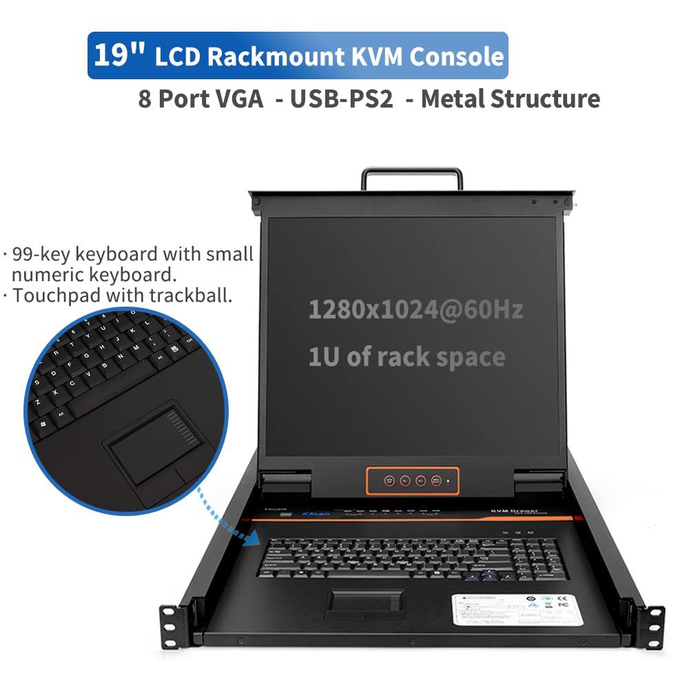 8 Port Rackmount KVM Console with 19" LCD Monitor, VGA, 1U S99701