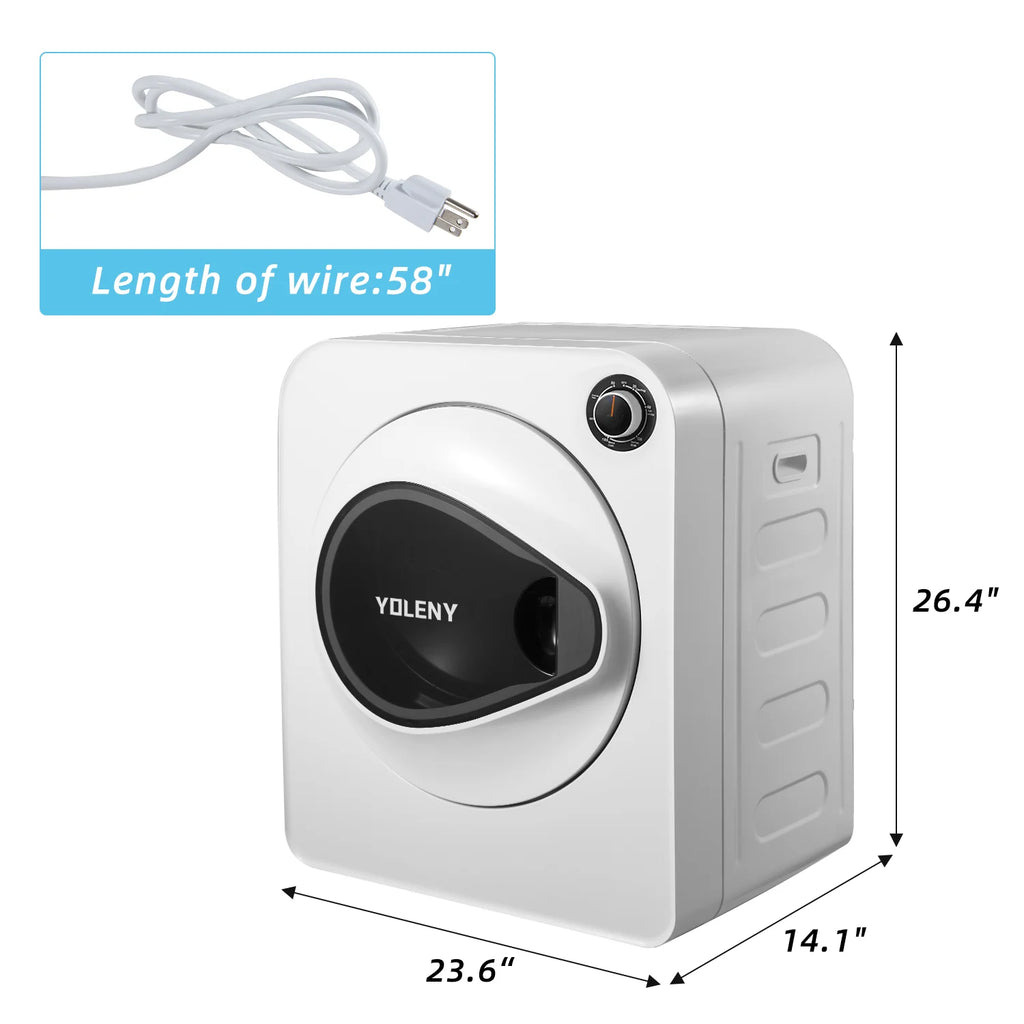 Erinnyees Electric Compact Laundry Dryer, 13.2 lbs Stainless Steel Portable Dryer with Exhaust Pipe, White D674