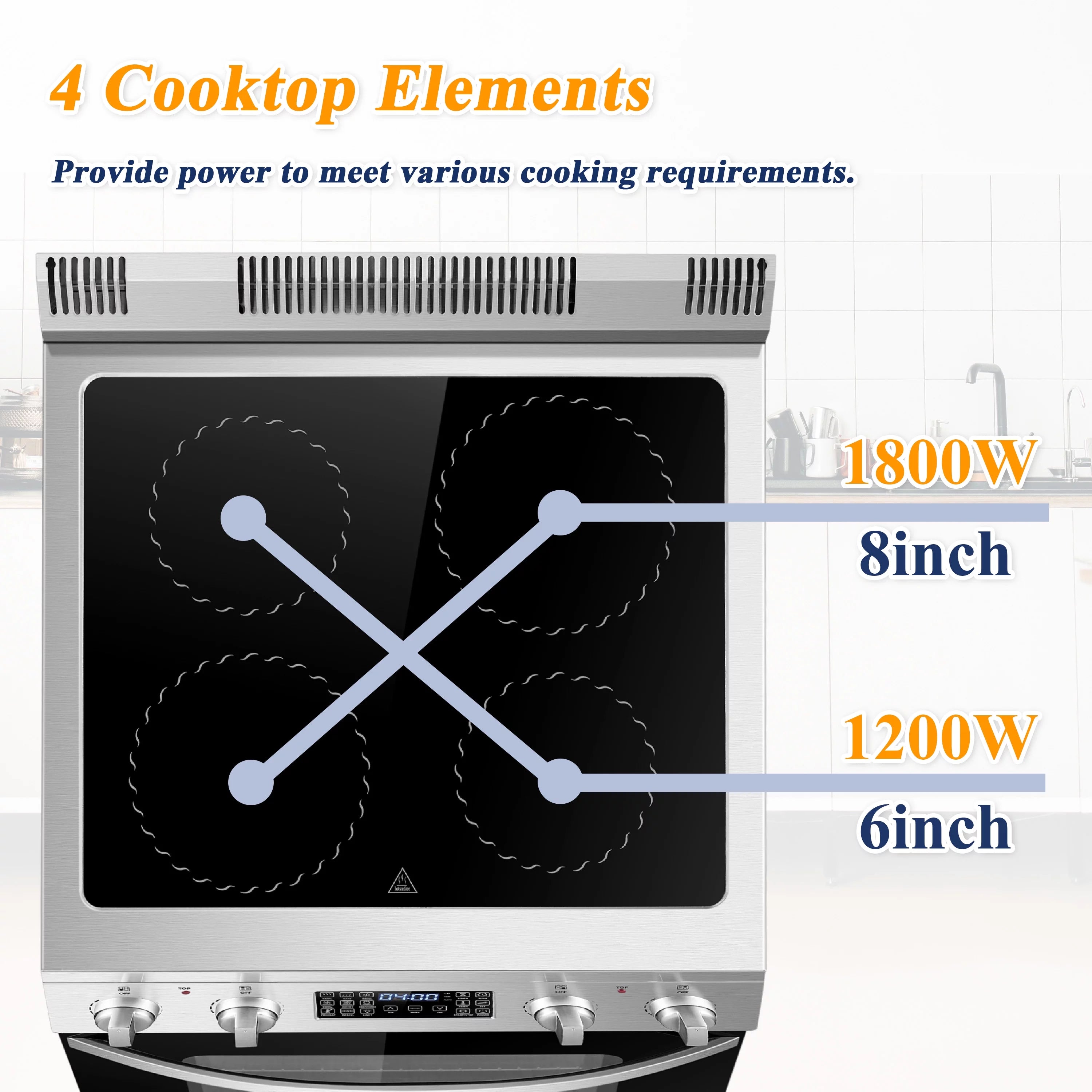 Lanbo 24 inch 2.9 Cu.ft Freestanding Electric Range with Air Fry and Convection Oven O961668