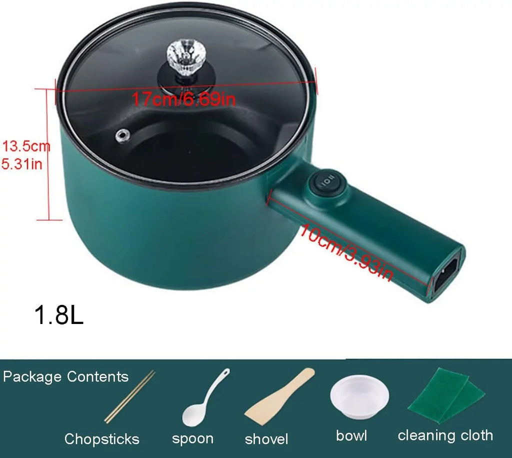 Electric Hot Pot 1.8L Non-Stick Casserole with Steamer, Green E6561